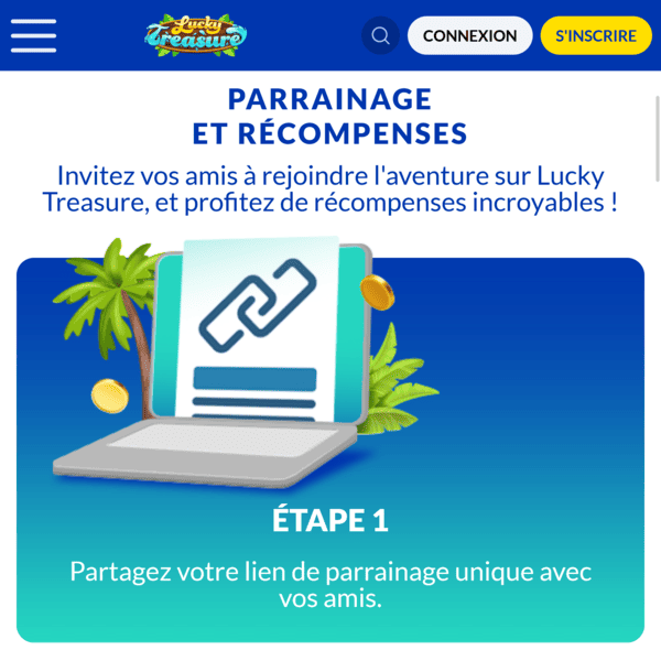 Lucky Treasure Casino — Parrainage, commissions payées